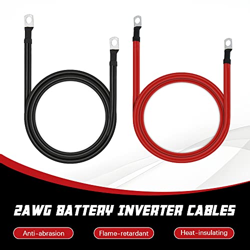 2 AWG Battery Cables 2 Gauge Pure Copper Battery Inverter Cables with 3