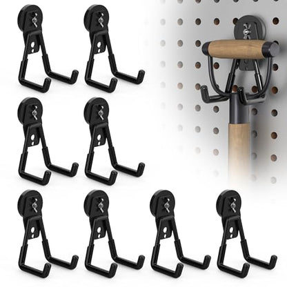 8 Pack Large Magnetic Hooks Heavy Duty Extra Strong Magnetic Garage Hooks Big NdFeB Industrial Magnet Hooks Magnetic Utility Storage Holder Organization with Anti (8 Count)