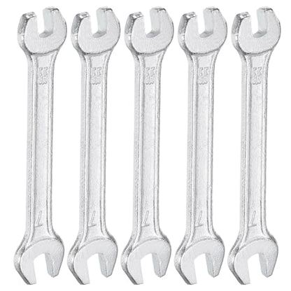 5pcs Double Open End Wrench 5.5mm x 7mm Metric 15 Degree Offset Angle Small Flat Head Wrench Galvanizing Open Ended Spanner for Automotive Repair Furniture Assembly (5 Count)