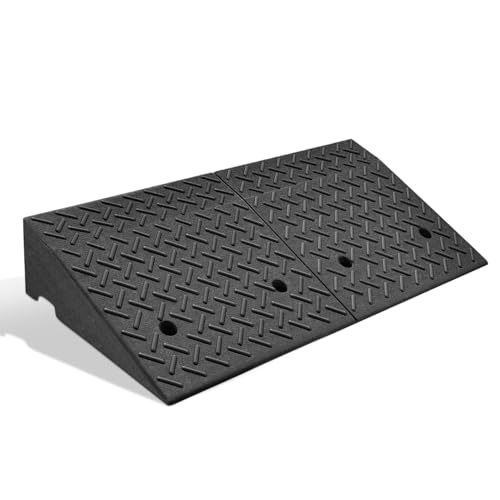1pcs 5.7" Rise Rubber Curb Ramp Heavy Duty Loading Driveway Ramp Threshold Ramp 38.6" W x 14.8" D x 5.7" H for Loading Dock