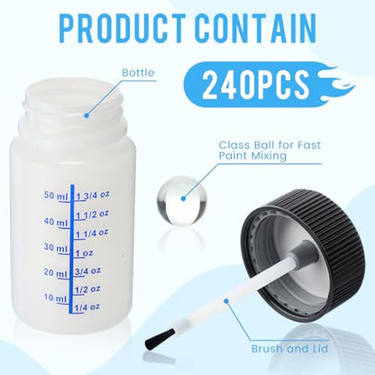 30 Pcs Touch up Paint Bottles with Brush Mixing Ball (30 Count)