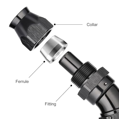 12AN 30 Degree PTFE One Piece Full Flow End Hose Fitting Aluminum Black