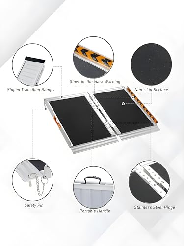2FT Portable Wheelchair Ramp Aluminum Non