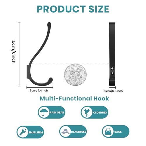 6 Pack Heavy Duty Coat Hooks for Wall Mount (20 Count)