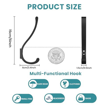 6 Pack Heavy Duty Coat Hooks for Wall Mount (20 Count)