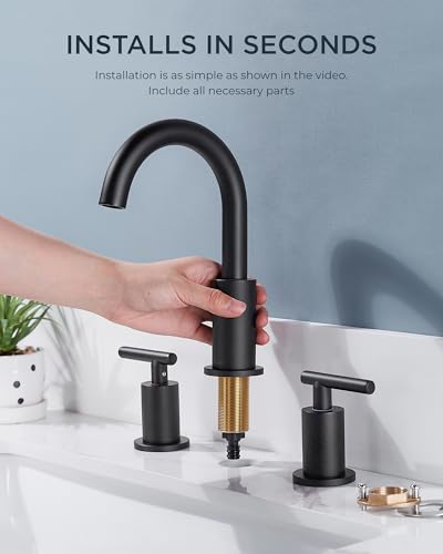 Widespread Black Bathroom Faucets 3 Hole