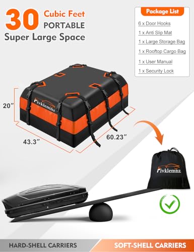 30 Cubic Rooftop Cargo Carrier Waterproof Soft Car Roof Bag