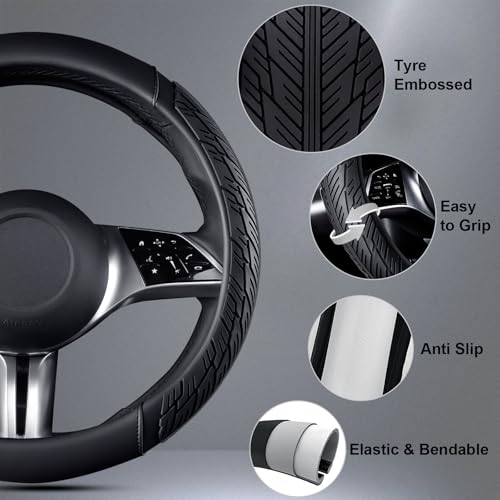 Leather Rubber Steering Wheel Cover 14 1 (6 Count)
