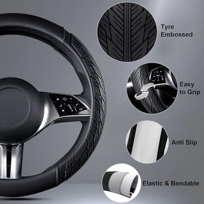 Leather Rubber Steering Wheel Cover 14 1 (6 Count)