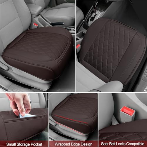1 Pack Leather Front Car Seat Bottom Cover Coffee