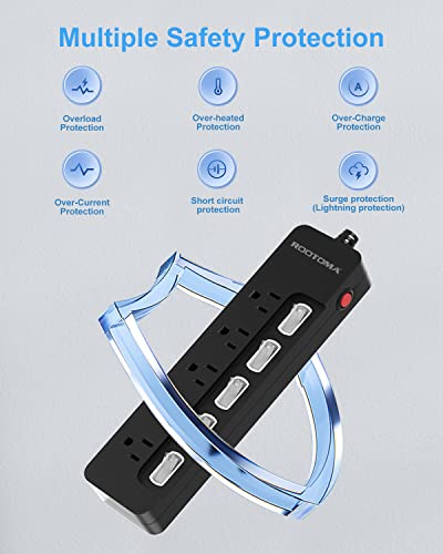 Black Appliance Extension Cord with Individual Switches on Off