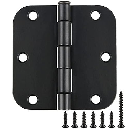 Rounded Door Hinges Matte Black 3.5" Standard Hardware 36 Pack