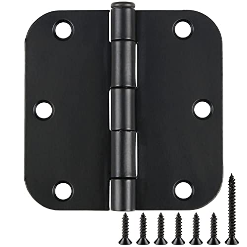 Rounded Door Hinges Matte Black 3.5" Interior Exterior 12 Pack