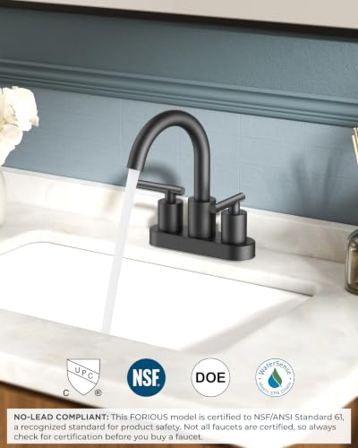 Bathroom Sink Faucet 3 Hole Matte Black 4 Inch Centerset