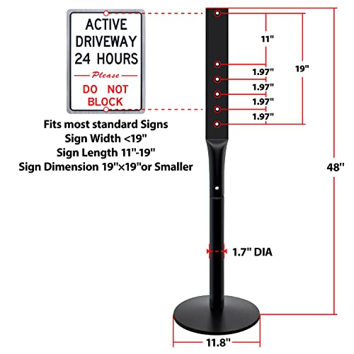 Heavy Duty Parking Sign Base Cast Iron 48" Parking Sign Post (3 Count)