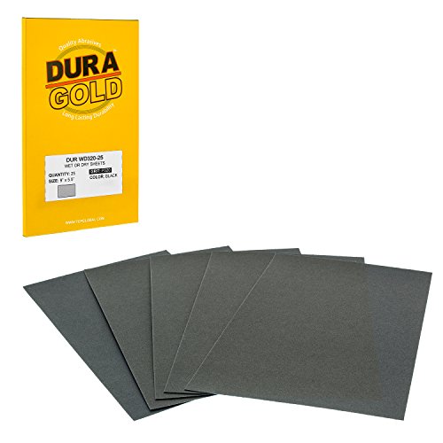 Premium 320 Grit Wet or Dry Sandpaper Sheets (25 Count)