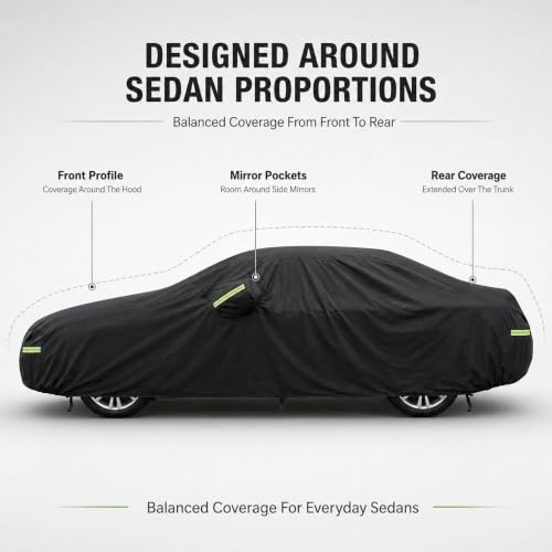 Sedan Car Cover Waterproof Outdoor Cover Fits 186