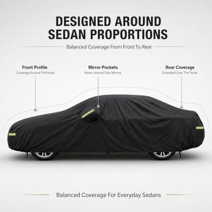 Sedan Car Cover Waterproof Outdoor Cover Fits 186