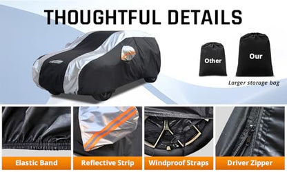 Compact SUV Covers for Waterproof Protection with Silver Stripe Design