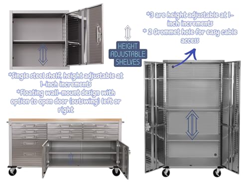 Heavy Duty 8 Piece Steel Garage Cabinet Storage Set with Rolling Workbench