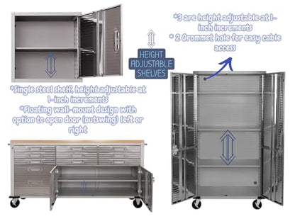 Heavy Duty 8 Piece Steel Garage Cabinet Storage Set with Rolling Workbench