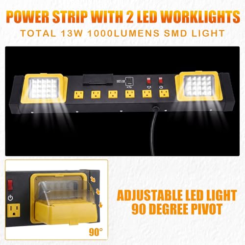 6 Outlets Power Strip with LED Worklight (6 Count)