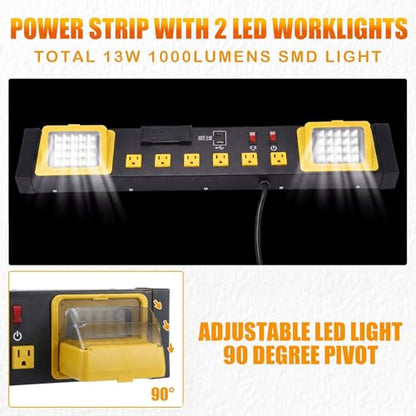 6 Outlets Power Strip with LED Worklight (6 Count)