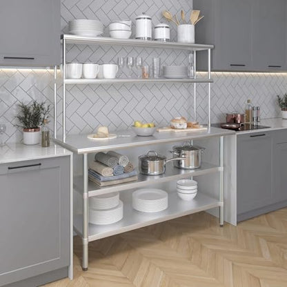 Stainless Steel Work Table with 2 Shelves