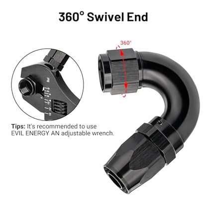 10AN 150 Degree One Piece Full Flow Hose End Fitting Swivel for CPE Braided Hose