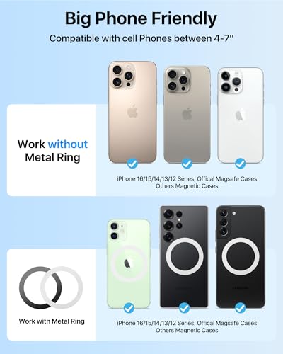 Military Grade】andobil 3 in1 Magnetic Phone Holder for Car Dashboard Windshield Vent 【Upgrade Suction & Strongest Magnet】Retractable for MagSafe Car Mount Mats for iPhone 17 16 15 14 Pro Max Sumsung