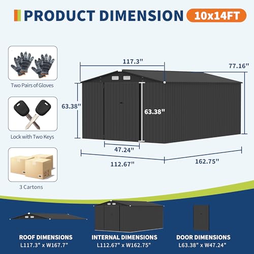 10X14 FT Metal Storage Sheds Outdoor