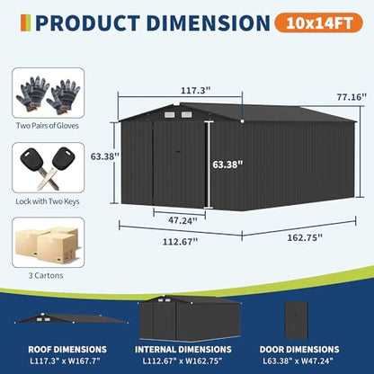 10X14 FT Metal Storage Sheds Outdoor