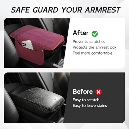 Car Leather Center Console Cover with 2 Storage Bags