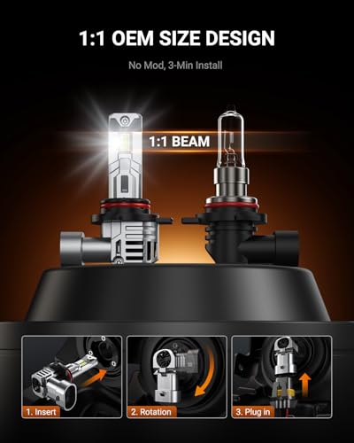 9012 Bulbs 50000LM 900% Brighter HIR2 Powersport Fog Bulbs with Cooling Fan for 60000 Hours Longer Lifespan (2 Count)