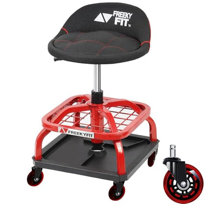 Rolling Stool with Red Wheels