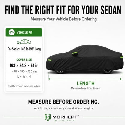 Sedan Car Cover Waterproof Outdoor Cover Fits 186