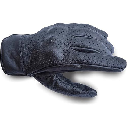 Leather Motorcycle Gloves for Men with reinforcements on Knuckles and Fingers 100% Perforated Calf Leather Riding Gloves with Magic Tape Wrist Closure