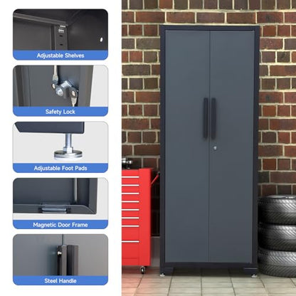 75 inch Metal Garage Storage Cabinet with 4 Adjustable Shelves