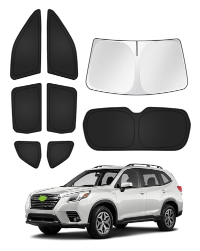 Sunshades for 2025 2026 Subaru Forester Accessories Windshield Sun Shade Side Rear Window Shade Cover Sun Visor Shield Privacy Protection Keep Vehicle Cool Black 8PCS (8 Count)