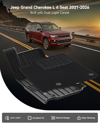 Floor Mats & Cargo Liner with Carpet for Jeep Grand Cherokee L 2021