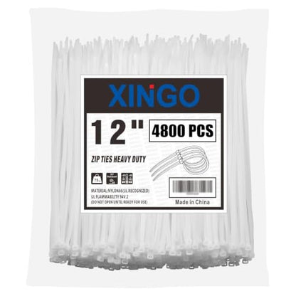 12 Inch White Zip Ties 4800 PCS (4800 Count)