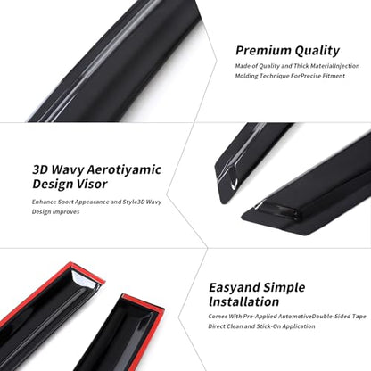 Outside Mount Window Visors Rain Guards for Honda Civic 4Dr Sedan 2016 (4 Count)