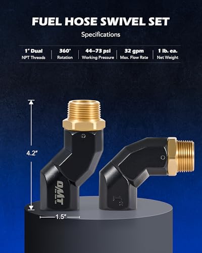 OMT 2pcs 1" NPT Fuel Hose Nozzle Swivel Kit (2 Count)