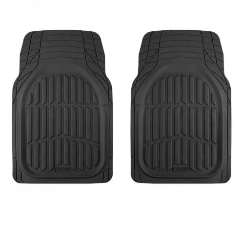 MotorTrend FlexTough Black Car Floor Mats Rubber All Weather Automotive 2pc