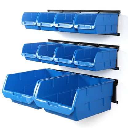 10 Bin Wall Mounted Plastic Storage Bins Hanging Organizer Bins