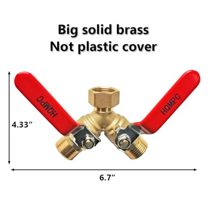 Garden Hose Y Valve Splitter Brass Hose Splitter With Stainless Steel Long Handle Brass Garden Hose Adapter 2 Way Y Valve 3