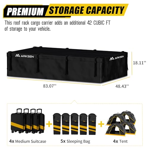 Extra Wide 42 Cubic Feet Waterproof Rooftop Cargo Carrier Bag Heavy Duty Car Roof Rack Bag for Full