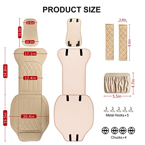 2 Pack Waterproof Front Car Seat Covers for Car Truck SUV Beige (2 Count)