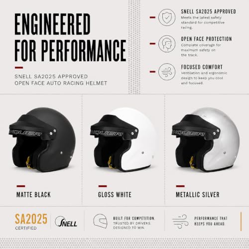 Snell SA2025 Approved Open Face Auto Racing Race Car Helmet