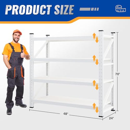 48" W Storage Shelves 3000lbs Garage Metal Shelving Heavy Duty Garage Shelves Adjustable Storage Shelves for Industrial